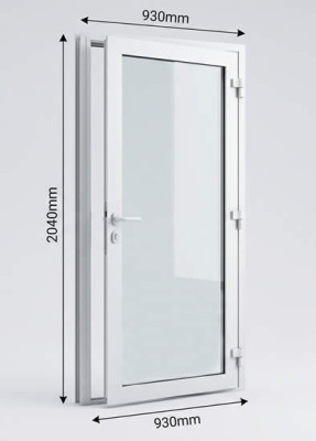 Kit porte en aluminium double vitrage PADV couleur Blanc 9016 Satiné 2040x930mm PADV_9016M_204X93 - SAB