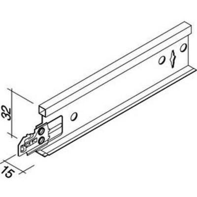 Profilé porteur d'ossature de plafond DX15 teinte Silver Satiné longueur 3,70m hauteur 32mm DX15XM370D - DONN