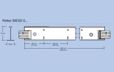 Profilé porteur DX35 Espace Noir Mat longue portée longueur 3,50m hauteur 70mm DXE35ZG350LM - DONN
