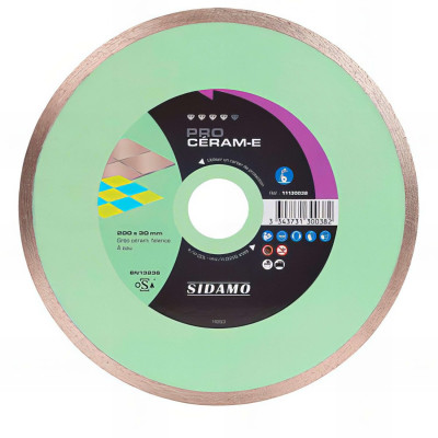 Disque diamant PRO CÉRAM-E Dimensions 180x30x7 mm Grès cérame / faïence - 11130037 Sidamo