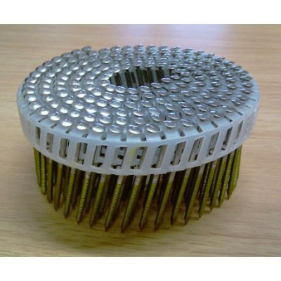 Pointes 16° 2.6x65 mm crantées INOX A2 TB en rouleaux plats fil PVC x4200 SCAB