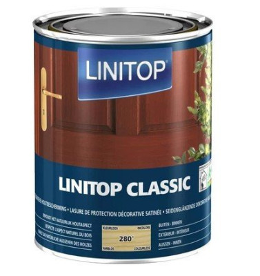 Lasure de protection decorative CLASSIC mat satin brillant chêne foncé de 1 L LINITOP 