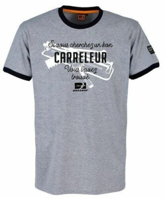 TEE-SHIRT CARRELEUR GRIS CHINE TAILLE M BOSSEUR