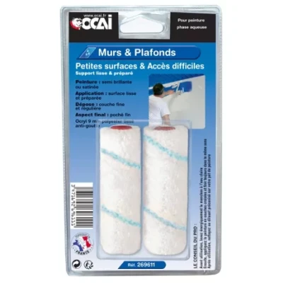 Mini-rouleaux peinture Ocryl 9 mur et plafond 110mm lot de 2 pièces 269611 - OCAI