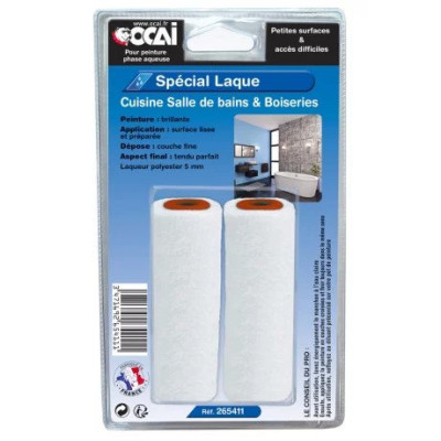 Mini-rouleaux peinture poils ras spécial laque 110mm lot de 2 pièces 265411 - OCAI
