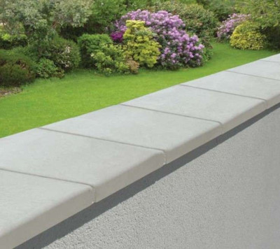 Chaperon de mur béton Pierre Lisse 2 pentes CHPL épaisseur 40-57 mm 30x99 cm Gris WESER