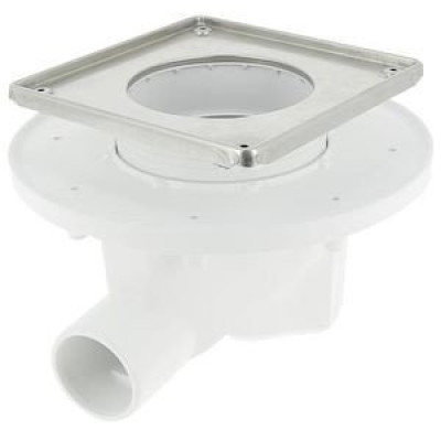 SIPHON CARRE SORTIE HORIZONTALE CADRE INOX 15x15 NICOLL