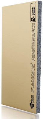 Plaque de plâtre isolante PSE Placomur Performance 13+120 mm - 2,6x1,2 m - R=3,8 m².K/W PLACOPLATRE