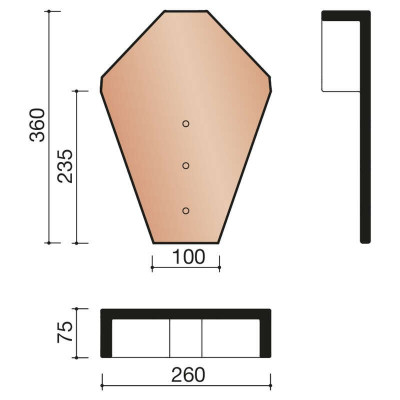 Fronton de faîtière ventilé angulaire Actua/Actua Duplex terre cuite ardoisé 260x360 mm KORAMIC