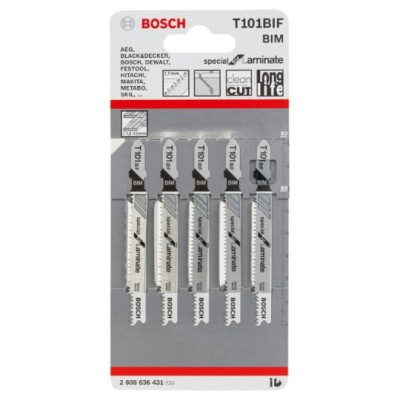 Lames de scie sauteuse - Special for Laminate T 101 BIF pas de 1,7 mm longueur 83 mm blister de 5 Bosch