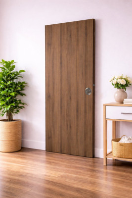 Porte Coulissante Décor Noyer Light Walnut H204 x L93 cm, Serrure a condamnation