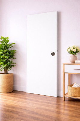 Porte Coulissante Blanc Pur Lacdor  H204 x L73 cm, Serrure a condamnation