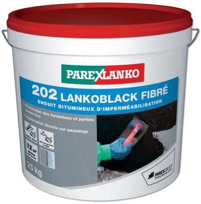 Enduit imperméabilisation pour fondations 202 Lankoblack fibré Parexlanko seau 25 kg PAREXLANKO