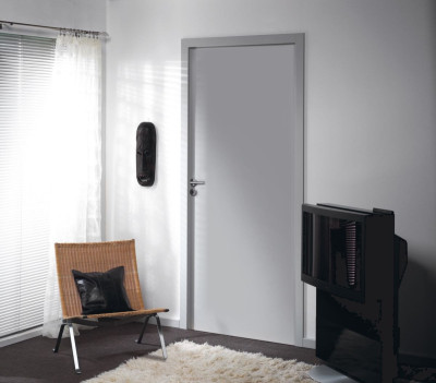 BLOC PORTE AME PLEINE PLANE CONFORT PREPEINT 930 GAUCHE POUSSANT HUISSERIE PERF+ 72x54 CM RIVE DROITE PDDT AXE 50 MM JELD WEN
