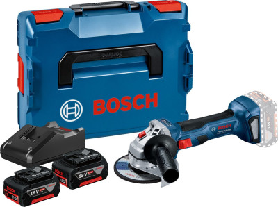 Meuleuse GWS 18 V-7 + 2 batteries 4Ah + chargeur + coffret L-BOXX - BOSCH - 06019H9005
