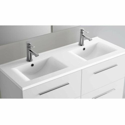 Plan vasque double Vinci en céramique fine blanc brillant 1200 mm SALGAR