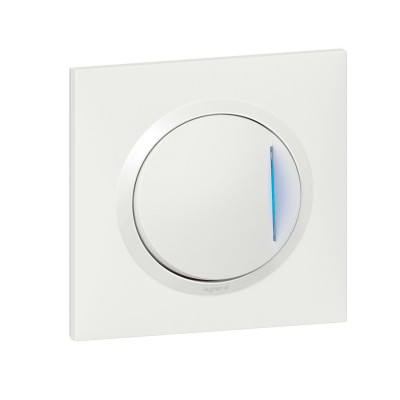 Poussoir simple avec voyant lumineux dooxie one 6A 250 V~ livré avec plaque carrée blanche et griffes LEGRAND