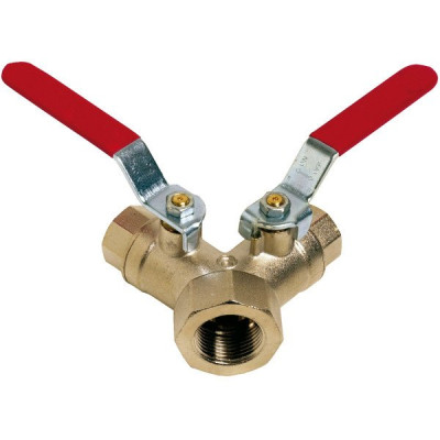 Vanne à sphère laiton 3 voies en Y Série 589 Femelle BSP 1xDN1"-2xDN3/4" - 589065 Sferaco