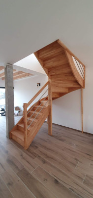 Escalier bois demi tournant hauteur 2665mm