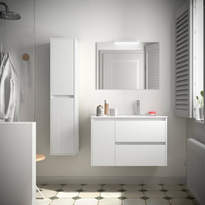 MEUBLE + VASQUE NOJA2  850 2 TIROIRS 1 PORTE GAUCHE BLANC 106142 SALGAR