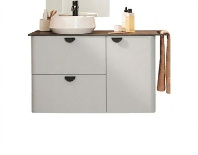 Meuble sous-vasque suspendu Frida gris clair 2 tiroirs 1 porte droite 56x90x46cm - LAPEYRE