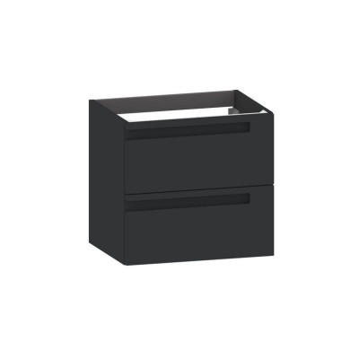 Meuble sous-vasque suspendu Infiny noir mat 2 tiroirs de rangement 56x60x46cm - LAPEYRE