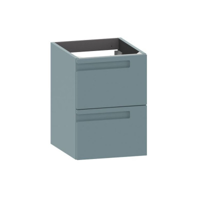 Meuble bas suspendu INFINY ciel grisé brillant 2 tiroirs de rangement 56x40x46cm - LAPEYRE