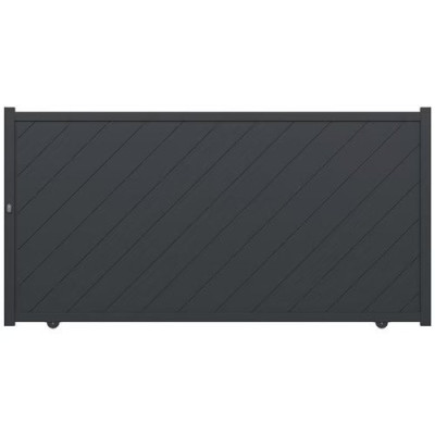 Portail coulissant aluminium plein Sibari gris anthracite 167x325cm - GARDENGATE
