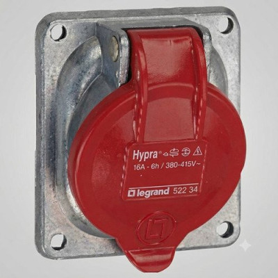 Prise fixe industrielle Hypra métal rouge 16A 3P+N+T 400V IP44 unité 052234 - LEGRAND