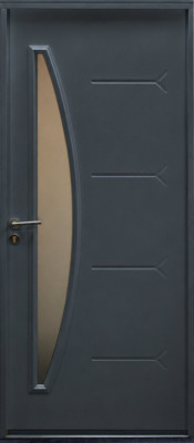 Porte d'entree acier Vitrée, LUNA gris anthracite RAL 7016, H215xL90 p, Droit Cotes Tableau