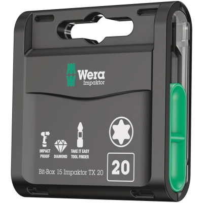 EMBOUTS POUR VIS TORXBIT-BOX 15 IMPAKTOR TORX 20 WERA WERK