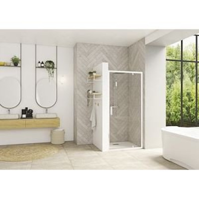 Paroi de douche pivotante Smart Design P 100x200cm profilé blanc transparent unité PA90206BTNE - KINEDO