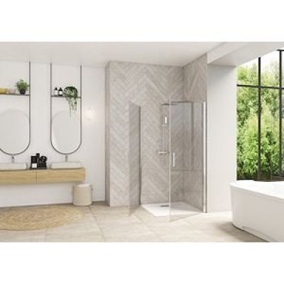 Paroi de douche battante Smart Design 2P 110x200cm profilé blanc transparent unité PA90227BTNE - KINEDO