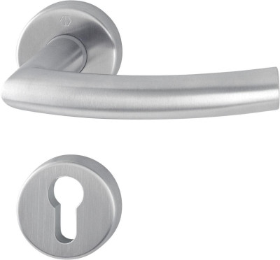 Garniture Trondheim sur rosace clé L pour porte intérieur - inox 18/10 HOPPE