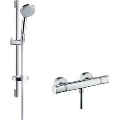 Ensemble de douche thermostatique Croma 100 Vario barre 65cm chromé unité 27034000 - HANSGROHE
