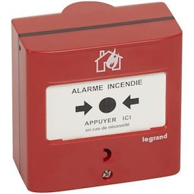 Déclencheur manuel d'alarme incendie conventionnel rouge 90x90x57mm 138018 - LEGRAND