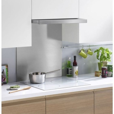 Fond de hotte en aggloméré recouvert d'inox anti-traces 70x60 cm