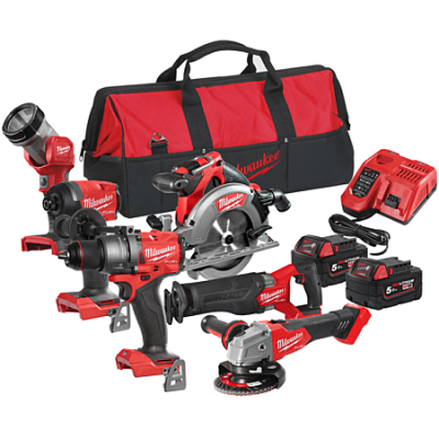 Pack 6 outils 18V fuel + 1 lampe torche LED + 2 batteries + 1 chargeur + 1 sac 4933480874 MILWAUKEE
