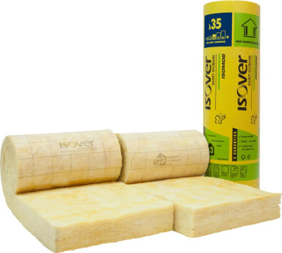 Panneau isolant semi-rigide laine de verre + voile confort IsoMob 35R - épaisseur 160 mm - 3,7x0,575 m - R = 4,55 m².K/W ISOVER