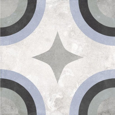 Carrelage HELIOS  cercle blanc gris/bleu 20.3x20.3 cm épaisseur 9 mm aspect mat
