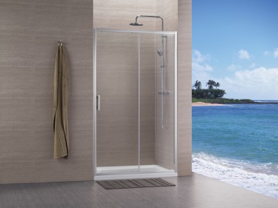 Paroi de douche CONCERTO angle coulissant argent verre sérigraphié 100