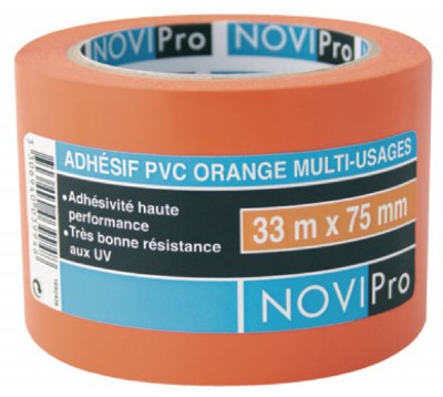 Adhésif PVC orange 33m, largeur 75mm NOVIPRO
