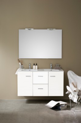 Meuble WOODSTOCK 120 cm 2 portes 2 tiroirs blanc brillant ALTERNA