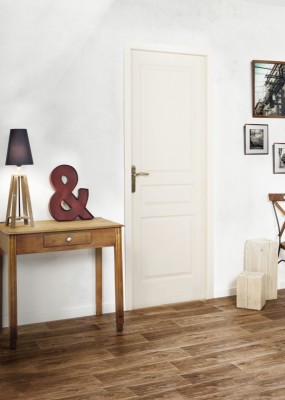 Bloc-porte alvéolaire postformé TD prépeint 930mm gauche poussant huisserie 90x45 recouvrement PD1/2T avec joint