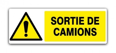 Panneau danger sortie de camions 330x200mm SOFOP TALIAPLAST