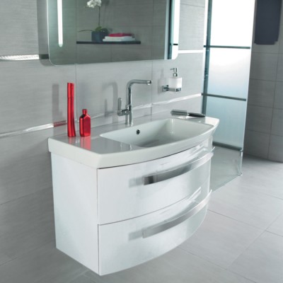 Meuble sous-vasque NICE DAY,  2 tiroirs, 76x47x54cm blanc brillant ALTERNA