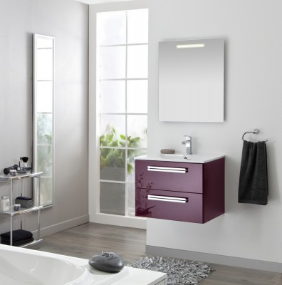Meuble sous-Vasque SEDUCTA 60cm 2 tiroirs aubergine