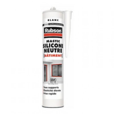 Mastic silicone Neutre bâtiment blanc cartouche de 280ml RUBSON