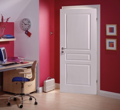 Bloc-porte isolant postformé traverse droite pré-peint droite poussante largeur 730 huisserie 67x57