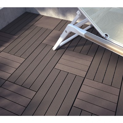 Dalle de terrasse clipsable composite marron 30x30cm